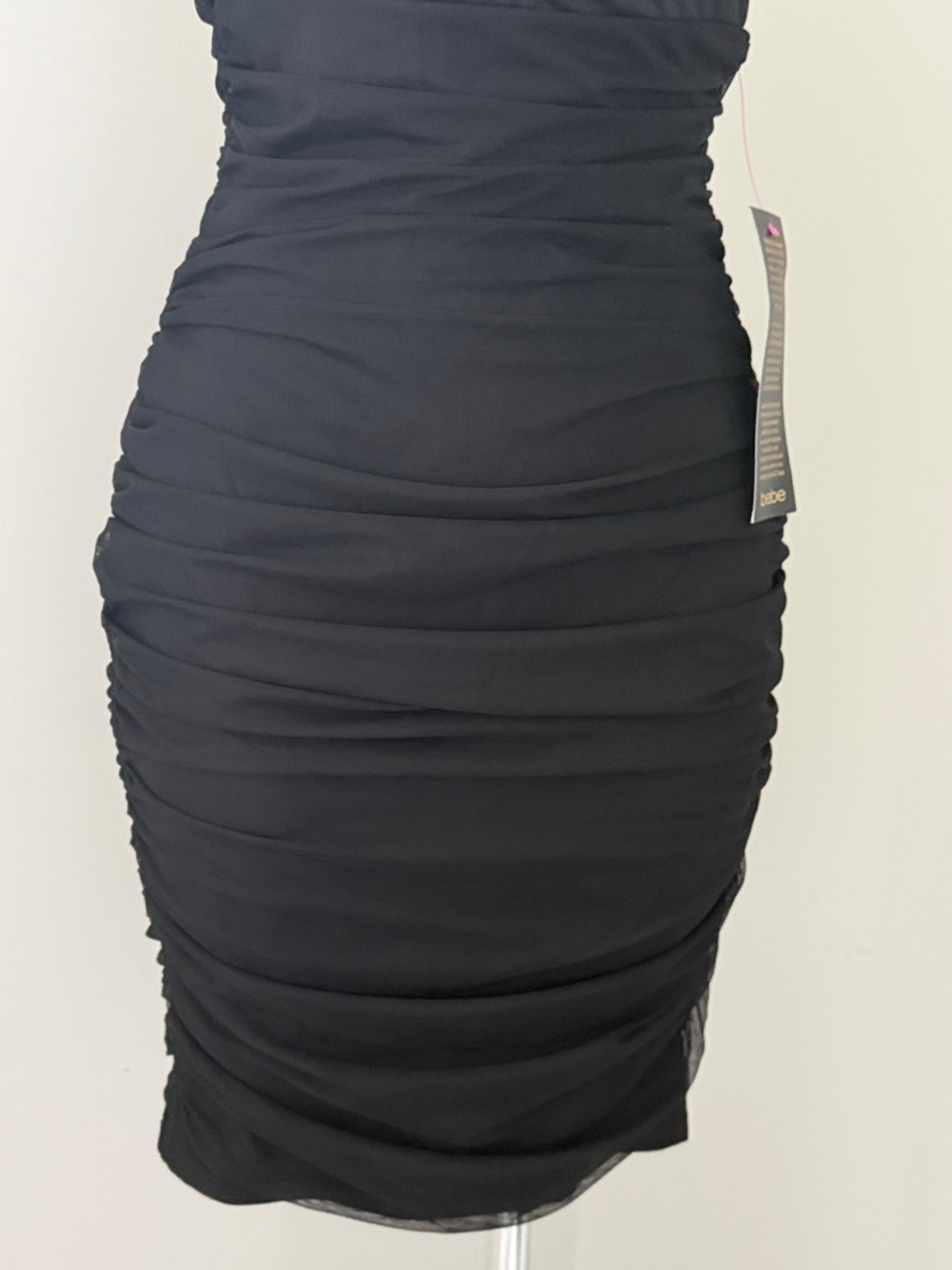 🆕 BEBE Black Tube Mini Dress Strapless Bodycon Cutouts Crystals Women’s Size XXS - Picture 10 of 16